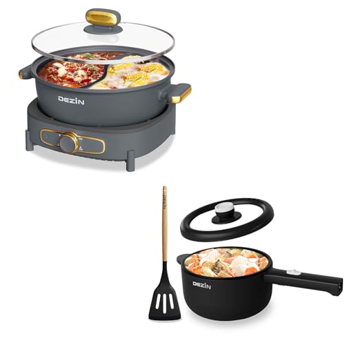 Dezin 2L Hot Pot Electric and 5L Double-Flavor Shabu Shabu Pot