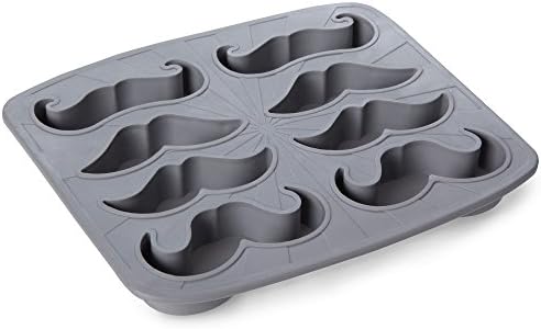 Mustache Silicone Ice Cube Tray - 8 Cubes - 4 Styles of Mustaches