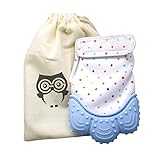My Mini Mitt | Teething Mitten | Soothing Gum Relief Toy Glove & Teether for Babies, Infants, Toddlers, Boy & Girl | 3-12 Months | Baby Shower Gift + BONUS Storage Pouch (Pastel Blue)
