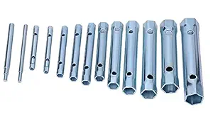 GREYTEN Tubular Spanner Set, 14Pcs Dual-Ended Wrench Socket Plumber Back Nut Tap Spark Plug Spanner Set Extended Spark Plug Wrench (6/7mm to 30/32mm), Tubular Box Spanner Wrench Set