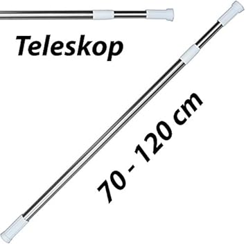 MSV Duschvorhangstange (Edelstahl Silber 70-120 cm)