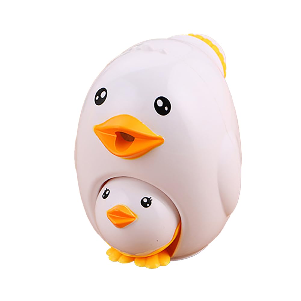 2 in 1 Cartoon Pencil Sharpener - Hand Crank Desktop Sharpener, Cute Mommy Duck & Baby for School Kids - White Hen