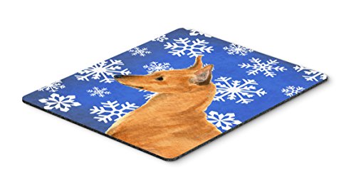 Caroline's Treasures SS4604MP Min Pin Winter Snowflakes Holiday Mouse Pad, Hot…