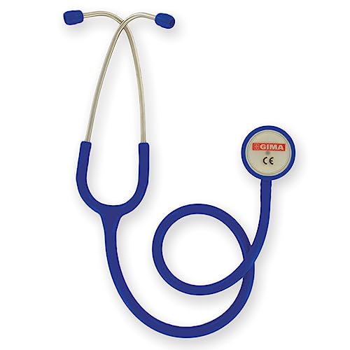 Gima - Duophone classique a double tete pour adultes, stethoscope avec pavillon en acier inoxydable et bandeau a double ressort interne, bleu royal, 32540