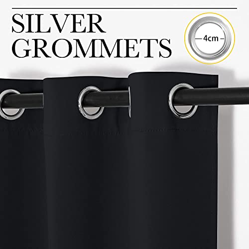 Arabest Blackout Curtain - 2 Piece Thermal Insulated Grommet Blackout Curtain Panel for Bedroom,Living Room (Black, 140 x 240 cm)