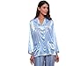 Womens Silk Satin Pajamas Set Sleepwear Loungewear Blue 2XL