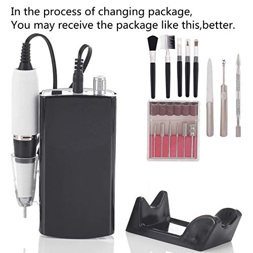 Miss Sweet Portable Nail Drill Machine Rechargeable Electric Nail File for Acrylic Nail RPM30000 (Black)