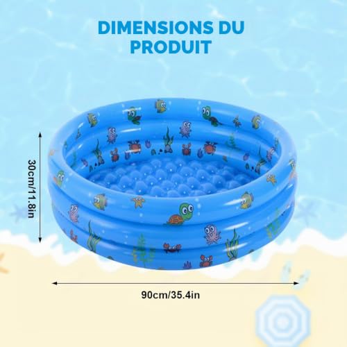 Dhqkqg Round Inflatable Pool, 100 x 35 cm Inflatable Paddling Pool, Round Paddling Pool, Inflatable Pool for Toddlers, Portable Paddling Pool for Indoor and Outdoor Yard (Blue)