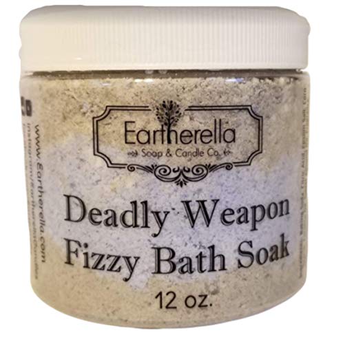 Luxurious relaxing DEADLY WEAPON masculine scented Fizzy Bath Soak with Epsom salts, Large 12 oz jar