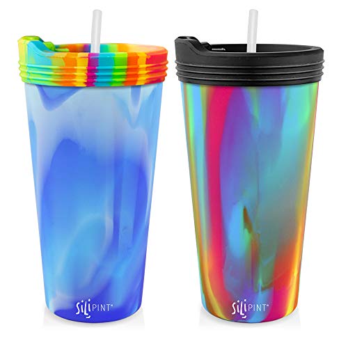Silipint 22Ounce Silicone Tumbler Cups with Lids and Straws