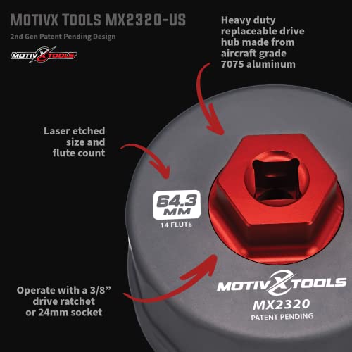 Motivx Tools Oil Filter Wrench for Toyota Camry, Tundra, 4Runner, RAV4 and More 64mm
