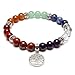 Jovivi 2pc 7 Chakras Yoga Meditation Healing Balancing Round Stone Beads Stretch Bracelet Set, with Gift Box