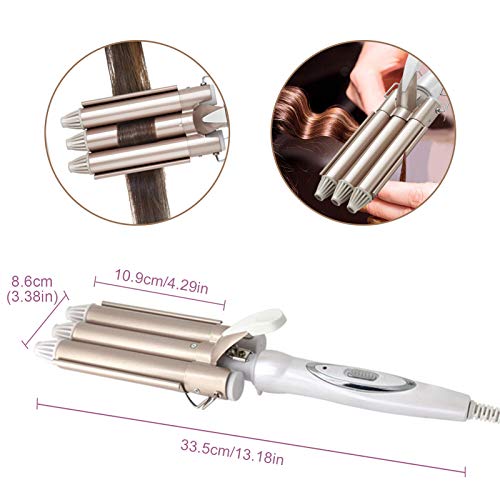 3 Barrel Curler Waver, 3 Barrel Hair Waver Curling Iron Wand with LCD Display Adjustable