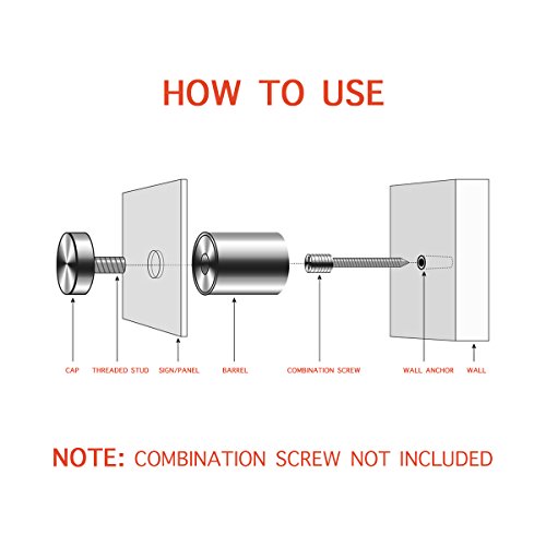 image for Lantee 20 Pcs Stainless Steel Glass Sign Standoff Mounts Hardware Scre