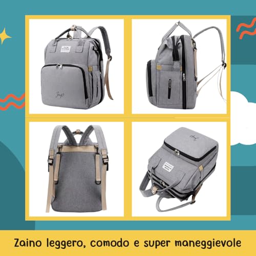 Jeap Baby Changing Backpack | Baby Changing Bag with Changing Mat | with Thermal Pockets and Stroller Hooks | Large and Waterproof Fabric | Baby Backpack for Mom and Dad