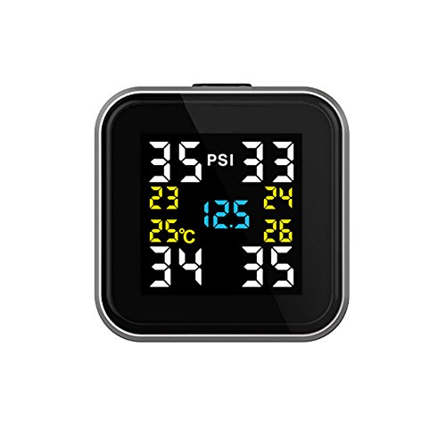 Vesafe Wireless Tire Pressure Monitoring System (TPMS), with 4 External Cap sensors. (Cigarette Lighter Plug with 2A Charging) (Color) - Thumbnail 2