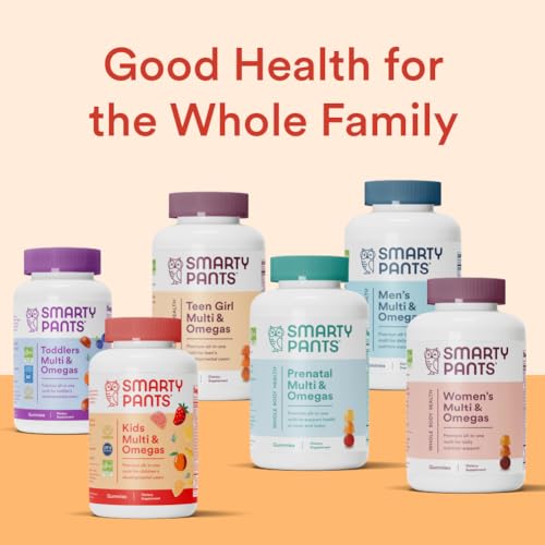 SMARTYPANTS KIDS MULTIVITAMIN GUMMIES: OMEGA 3 FISH OIL (EPA/DHA), VITAMIN D3, C, VITAMIN B12, B6, A, K & ZINC FOR IMMUNE SUPPORT, BIOTIN, GLUTEN FREE, THREE FRUIT FLAVORS, 120 COUNT (30 DAY SUPPLY)