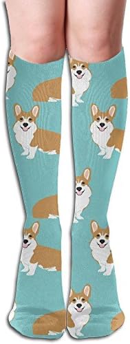 Corgi Dog Fun Colors Compression Knee Socks Soft Hiking For Girls Casual Long Tube Crew Socks