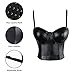 Charmian Women's Spaghetti Straps PU Leather Bustier Crop Top Black Medium