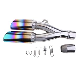 H HILABEE 51mm Universele Motorfiets Gemodificeerde Uitlaat Muffler Dubbele Pijp Slip Op Silencer Meerkleurig