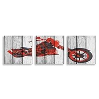 3 Piece Canvas Wall Art - Vehicle on Vintage Wood Background - Canvas Prints Home Artwork Decoration for Living Room,Bedroom - 12