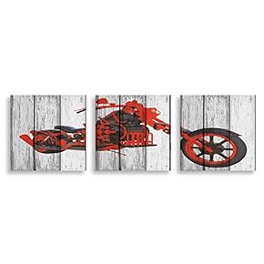 3 Piece Canvas Wall Art - Vehicle on Vintage Wood Background - Canvas Prints Home Artwork Decoration for Living Room,Bedroom - 12"x12"x3 Panels