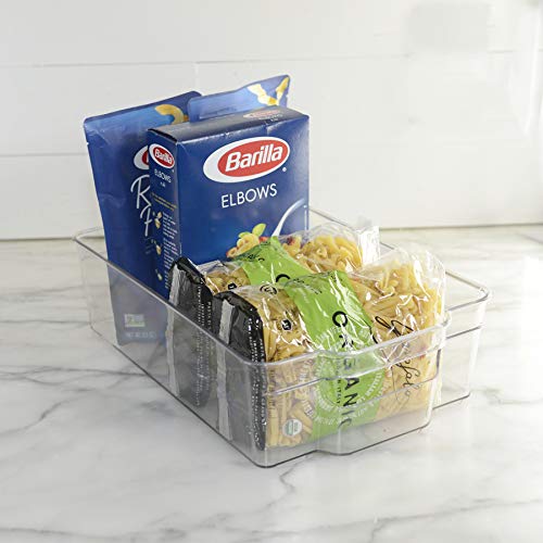 Organizer Bins, Stackable, Set of 4, Clear Storage Containers for