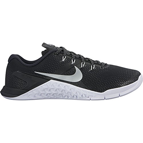 Nike Women's Metcon 4 Training Shoe Black/Metallic Silver-White-Volt Glow 8.0