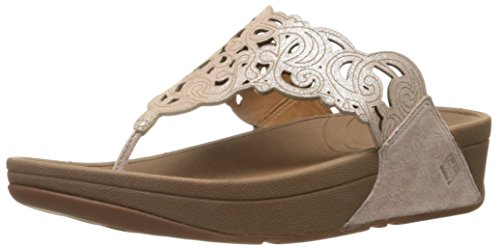 FitFlop Women's Flora Sparkle Flip Flop, Nude, 6 M US