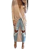 Missord Women Long Sleeve V Neck Irregular Soft Casual Long Tops Blouses