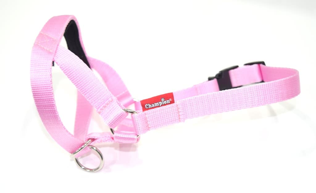 Headcollar Dog Halter/Training Head Collar Training Tool Dog, Head Harness to Stop Pulling on the Lead, Easy to Use, Padded Nose Band, Adjustable (1, Pink)