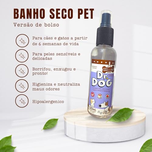 Kit Banho a seco Pet + Perfume cheirinho de bebê, hipoalergênico, Banho Expresso para Cães e Gatos – Limpa, Perfuma e Hidrata, Sem Enxágue (Banho a seco Pet 120ml)