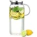 Ecooe 1.5 Litre Glass Carafe with Stainless Steel Lid, Borosilicate Glass Jug for Hot/Cold Water, DIY Drinks, Juice, Milk, Tea, Coffee