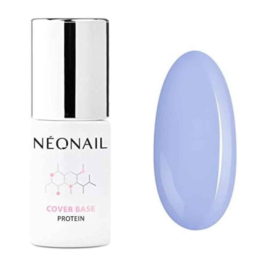 NEONAIL UV Nail Polish Base Coat Gel UV Cover Base Protein Pastel Blue 7.2 ml NEONAIL Base Coat for Nails UV Polish Gel Nails NEONAIL Modeling Base