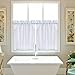 IDEALHOUSE White Tier Curtains,Waffle Woven Textured Short Window Curtain for Cafe,Bathroom,Kitchen & Kids Bedroom Rod Pocket Curtains (2 Panels, 30Inch Wide by 24Inch Long)
