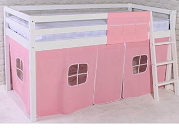 White Shorty Cabin Bed Pink Girls Mid Sleeper Junior Amazon Co Uk