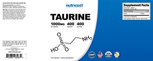 Nutricost Taurine 1000mg; 400 Capsules
