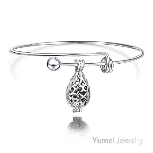 Yumei Jewelry Bead Bracelet Expandable Bangle Adjustable Wire Blank Bangle with Lava Aromatherapy Waterdrop Diffusert