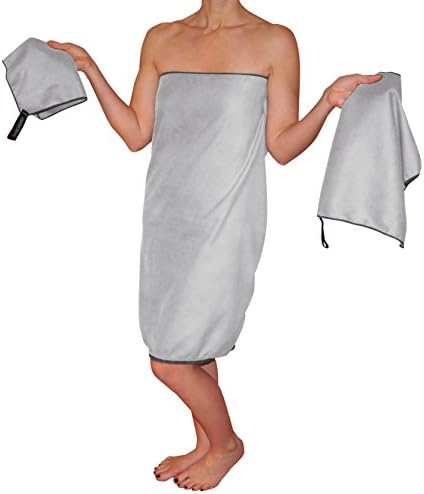 Country Bound 3-Piece Microfiber Travel Towel Set - Silver/Light Gray