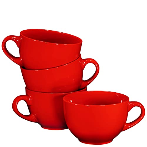 Bruntmor 24 Oz Jumbo Coffee Mug Set of 4, Cute 24 Ounce Ceramic Mugcup