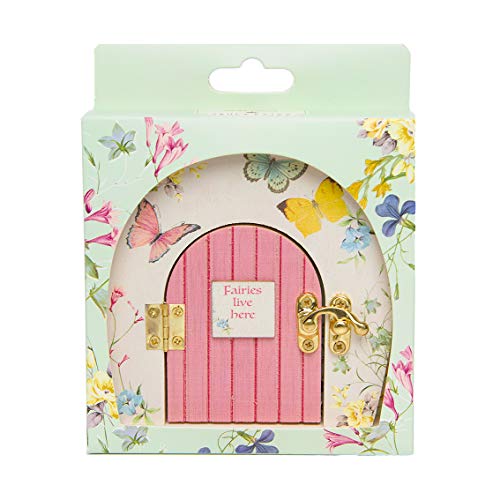 Talking Tables Miniature Wooden Fairy Door for Garden Girls Bedroom Accessories, Gift for Children Elf, Pixie, Woodland Fairies Party Theme, Toothfairy Decorations, Pink