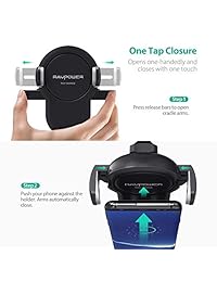 Cargador de coche inalámbrico RAVPower, soporte de coche de carga rápida de energía, cargador de coche inalámbrico Qi para la salida de aire, soporte para teléfono de coche, compatible con iPhone Xs Max XR X 8 Plus Galaxy S9 S8 Nota 9 8 y más