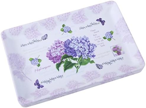 Shall Housewares International 81314H S/6 6 Piece Melamine Rectangular Serving Tray, Hydrangea