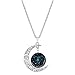 Linsh Dome Moon Time Gems Pendant Necklaces Hollow Out Carved Moon Stars Pendant(Style 1)