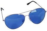 Retro Blue Lens Silver Frame Aviator Rock Star Glasses