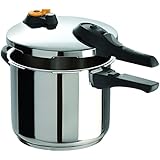 T-fal P25107 Stainless Steel Dishwasher Safe PTFE PFOA and Cadmium Free 10 / 15-PSI Pressure Cooker Cookware, 6.3-Quart, Silver