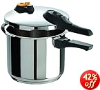 T-fal P25107 Stainless Steel Dishwasher Safe PTFE PFOA and Cadmium Free 10 / 15-PSI Pressure Cooker Cookware, 6.3-Quart, Silver