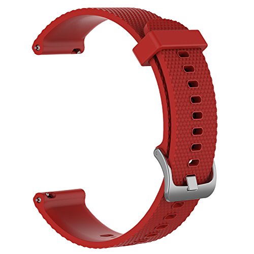 MoreToys Silicone Watch Band Replacement Wristband Strap for Garmin Vivoactive3/Vivomove HR/Vivomove, Smasung Gear Sport/S2 Classic, Moto 360 2nd Gen 42mm, Tiwatch e/tiwatch 2 (Small, Red) - Thumbnail 2