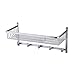 KES Bathroom Shelf, Shower Shelf for Small Bathroom (14 Inch Rectangular Brushed Stainless Steel) with Towel Hook Hanger Wall Mount, A2128-2