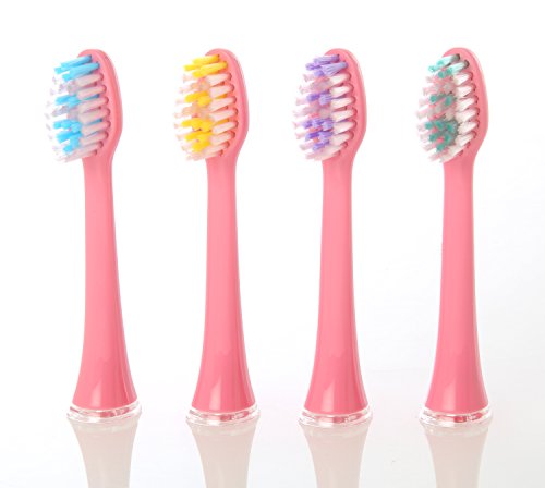 Replacement Brush Heads for: Ivation Rechargeable Electric Toothbrushes w/Sonic Wave Technology - 4-Pack, Color Coded